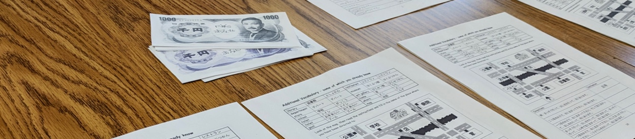 money and worksheets from Japanese during Spring 2021 semester