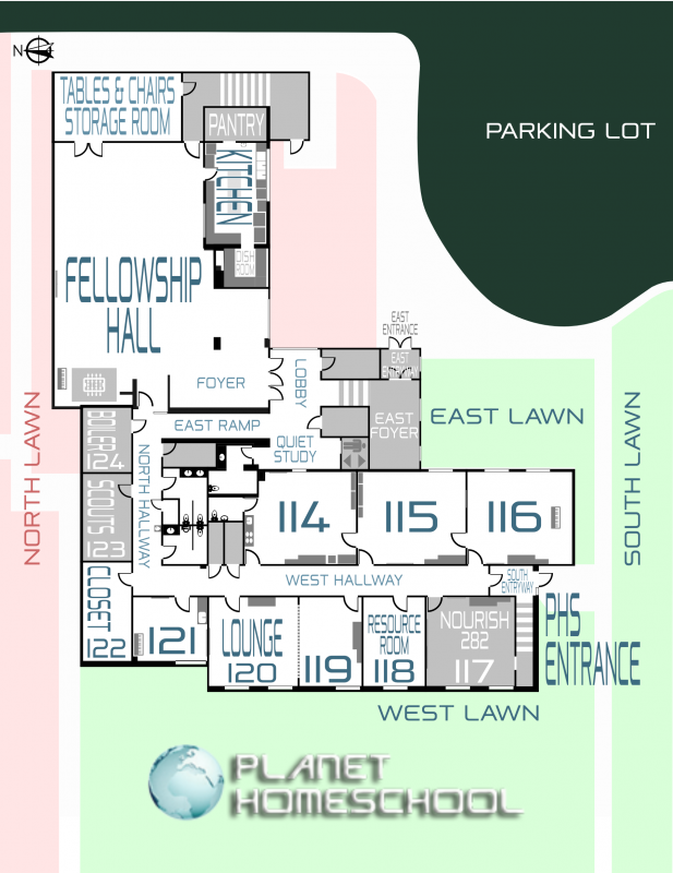 floor plan of Planet Homeschool