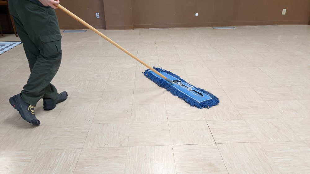 dustmopping the Fellowship Hall