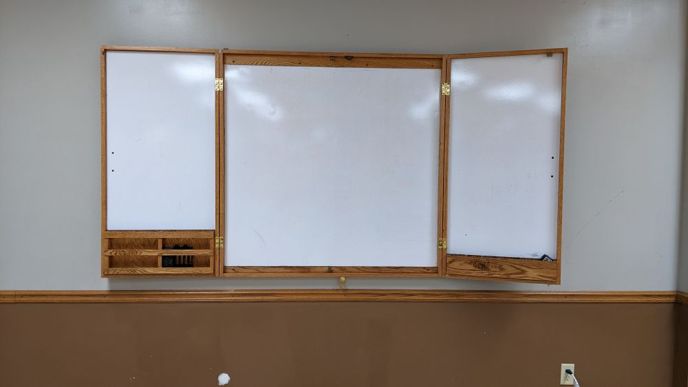 Fellowship Hall whiteboard open