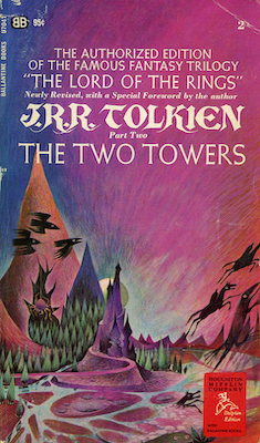 cover of the  1973 Ballantine Books edition of The Two Towers, by J.R.R. Tolkien.