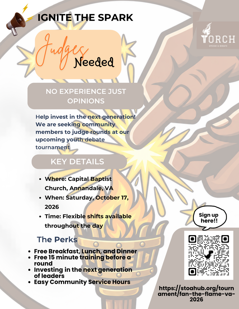 TORCH debate judges needed